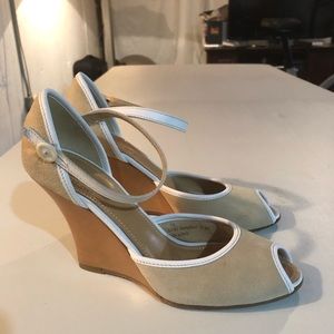 Coach wedges suede and leather trim.